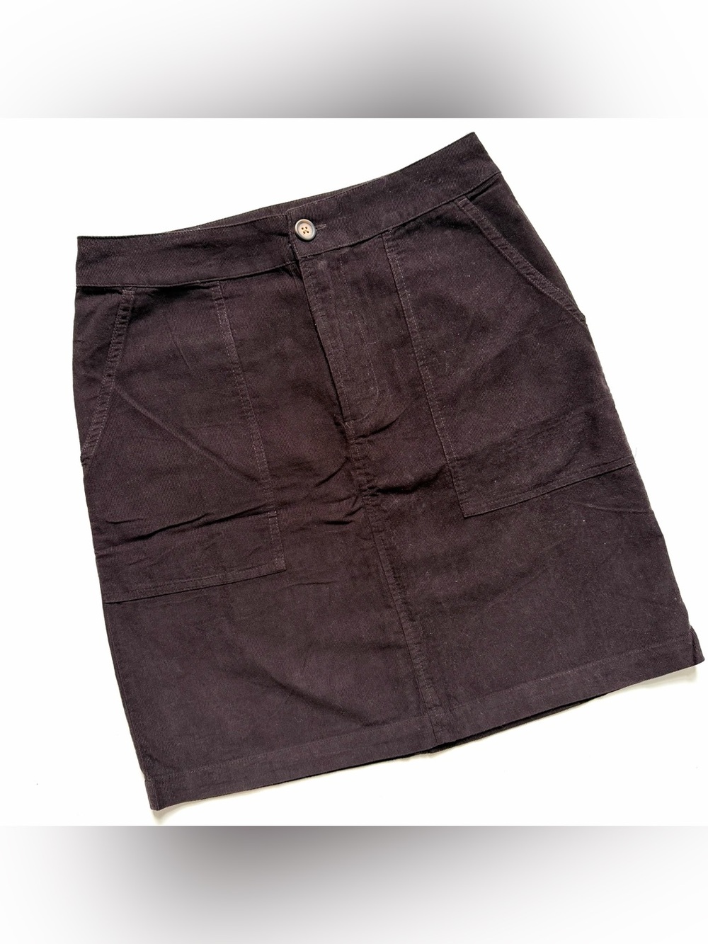 Garnet Hill Chocolate Brown Corduroy Mini Skirt 100% Cotton Sz 4 New W/O Tags
